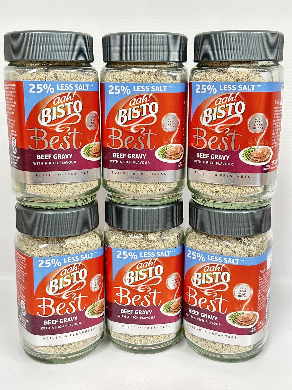 Bisto Best Reduced Salt Rich Flavour Beef Gravy Granules 6 X 230g Glass