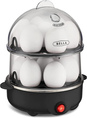 BLACK Double Cooker, Rapid Boiler, Poacher Maker Make up to 14 Large Boiled Eggs