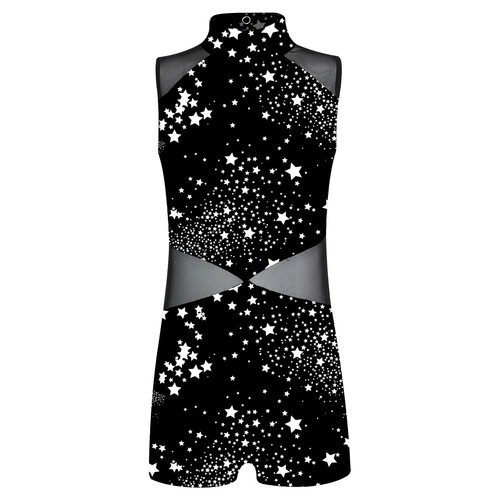 Kids Girls One-piece Jumpsuit Stretchy Bodysuit Print Leotard Mock Neck Yoga - Picture 53 of 78