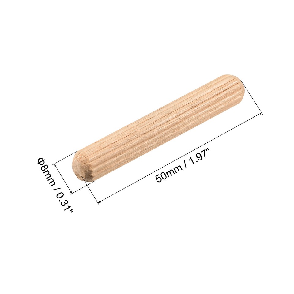 Wooden Dowel Pins 100pcs 8x50mm Fluted Beveled Ends Wood Dowel Pegs eBay