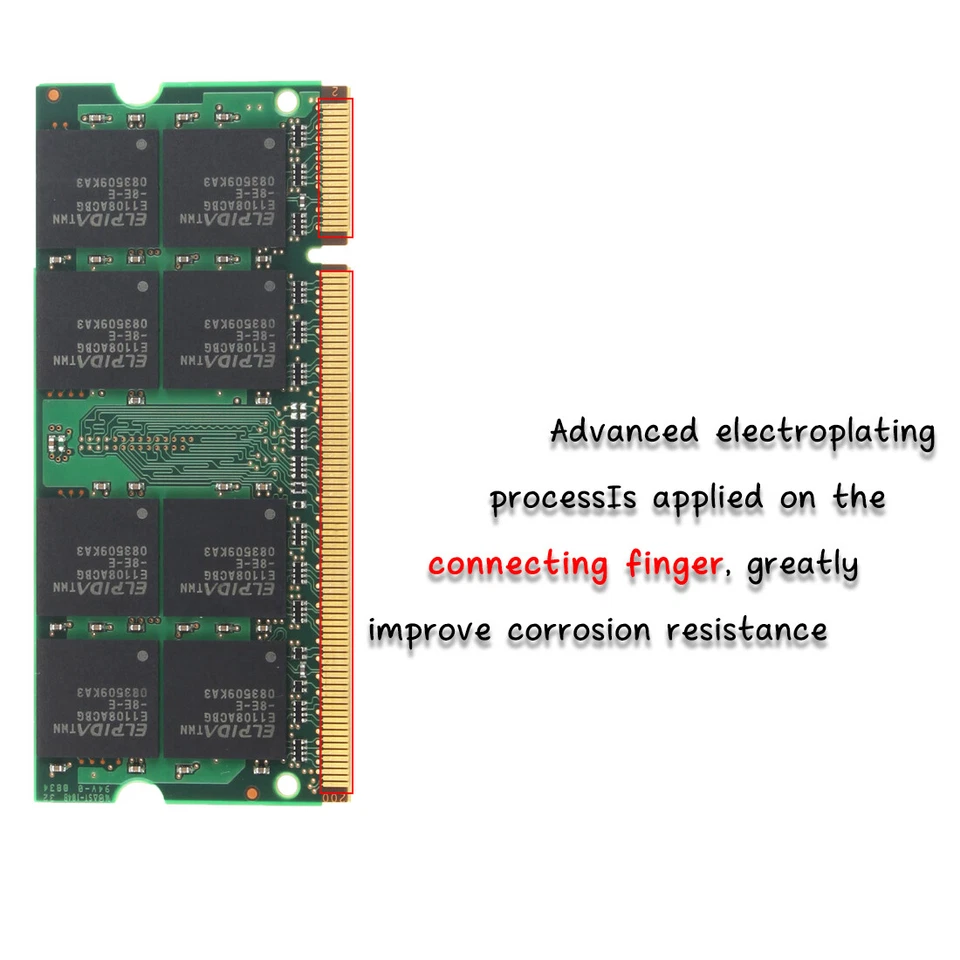 Adata 2GB 2RX8 PC2-6400S DDR2 800Mhz Laptop CL6 1.8V 200Pin Memory RAM SODIMM D& - Image 3 of 4