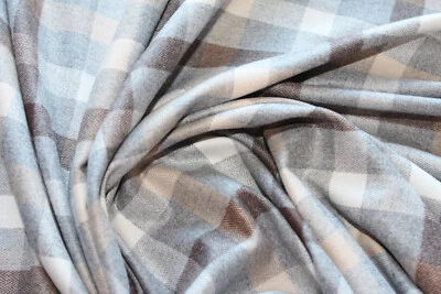 PRETTY WOMAN 1 Lfm Stoff Baumwollmischung 3,60€/m² Flanell graubraun kariert LE8
