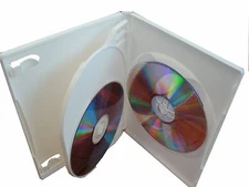2 SLIM 14MM MULTI-3 TRIPLE DVD CASE BOXES, WITH CLIP, WHITE, PSD53