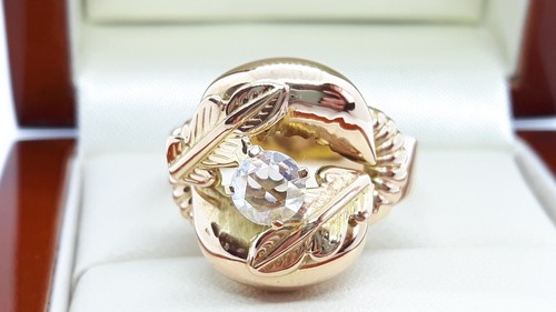 Antique Italian 18ct Gold Rose cut Diamond double leaf ring, UK size Q - Picture 8 of 12
