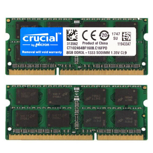 Crucial DDR3L 16GB (2x 8GB) PC3L-10600 1333 MHz Laptop RAM Sodimm Memory 1.35V - Picture 2 of 9