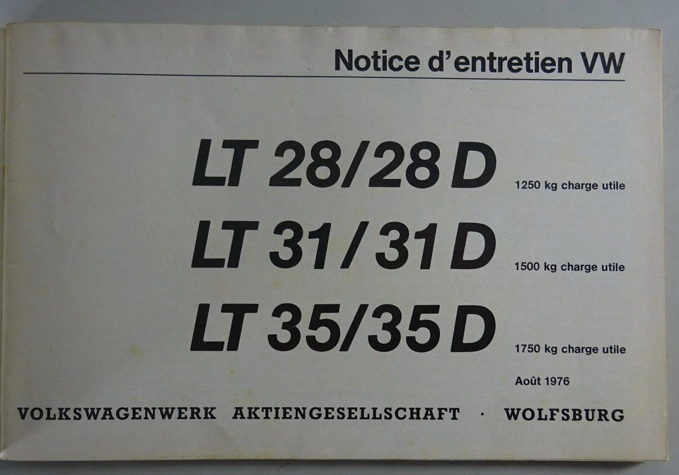 Manuale / Guida VW LT 28 / 31 / 35 Benzina + Diesel Aggiornato 08/1976 - Immagine 3 di 4