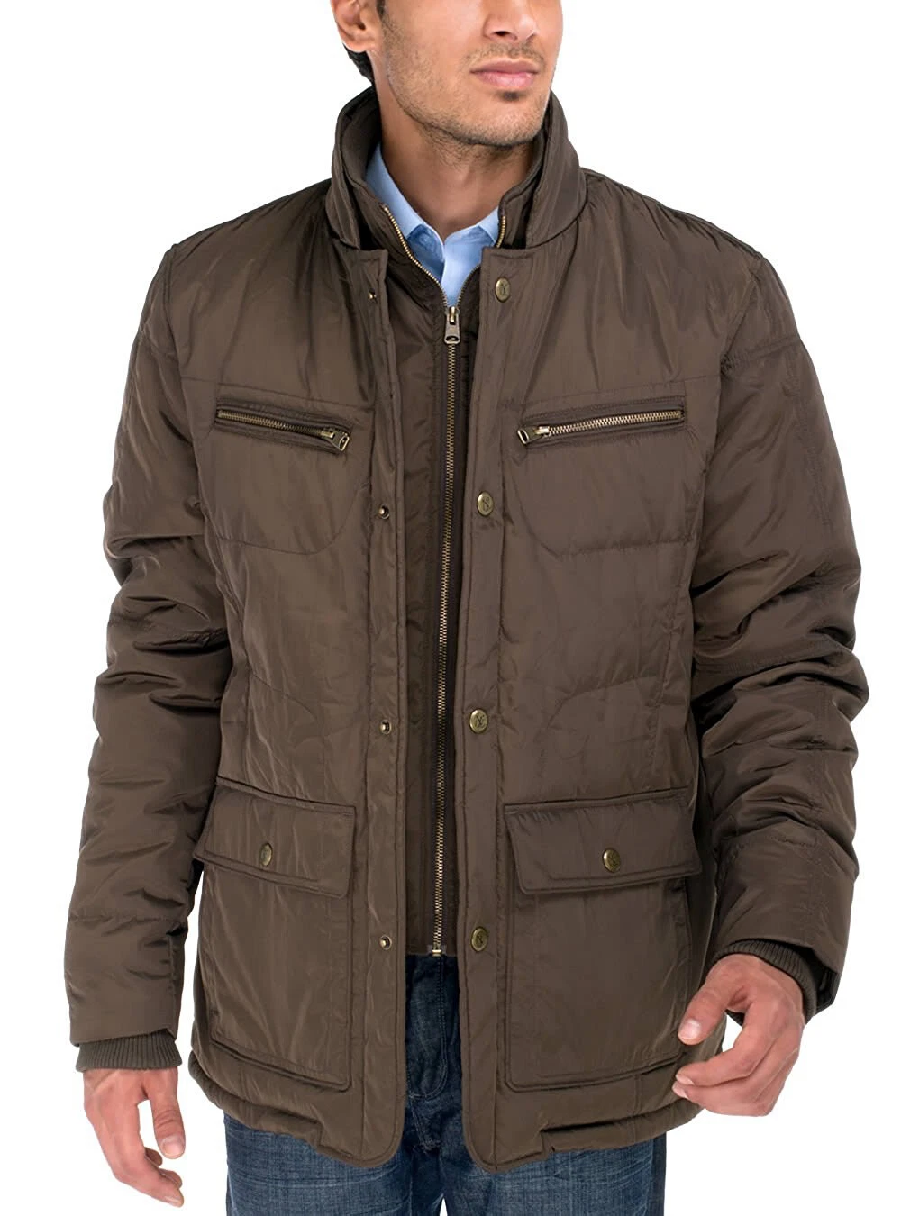 Luciano Natazzi Mens Patton Four-Pocket Quilted Puffer