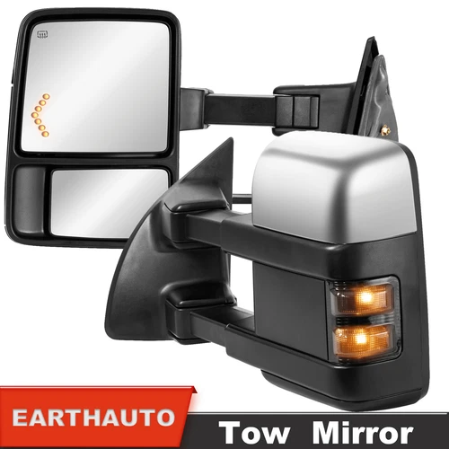 2X Chrome Power Heated Tow Mirrors Signal for 2008-16 Ford F250/F350/F450/F550