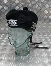 Glengarry Pipers Hat Black Pom With Silver Detailing 100% Wool Made in The UK