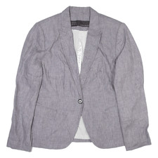ZARA Womens Blazer Jacket Grey Linen M
