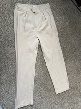 Men  s Beige Pleated Front Dress Pants Solid Zip Closure Size S/M