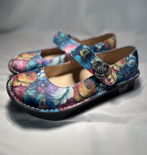 Alegria Pretty Women Size 37 (6.5US) Floral Print Leather Mary Janes Shoes
