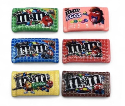 10pc Resin Fake Chocolate M-Bean Candy Wrappers Flatback M&M