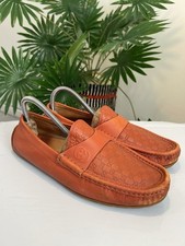 Gucci Microsoft 322929 GG Orange Men’s Leather Loafers USA 6.5