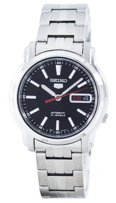 Seiko 5 Automatic Stainless Steel Black Dial 21 Jewels SNKL83K1 30M Mens Watch