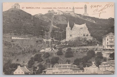 Barcelona Panorama Standseilbahn Tibidabo Eisenbahn Katalonien 1911 Ansicht
