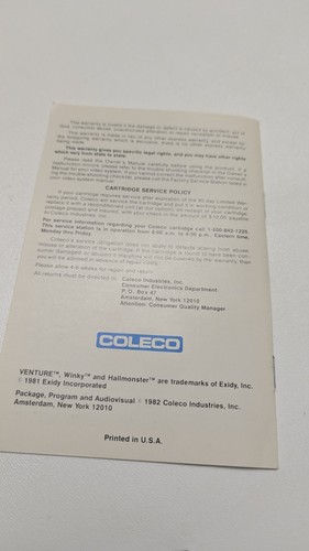 Videojuego ColecoVision Caleco Venture de colección - Imagen 5 de 5