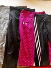 ADIDAS UNDER ARMOUR Various Girls Kids 10-12 Athletic Leggings Pants Lot Of 4