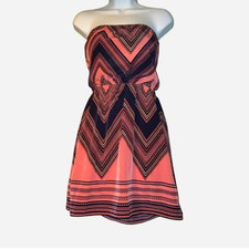 Express Womens Strapless Chevron Mini Dress Pink Blue Size M Polyester