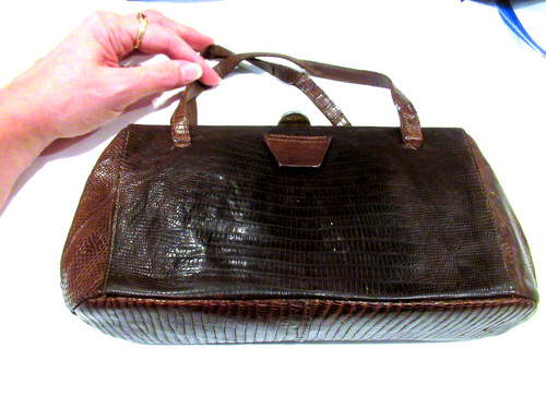 Bon Ton brown snakeskin purse, c. 1950s