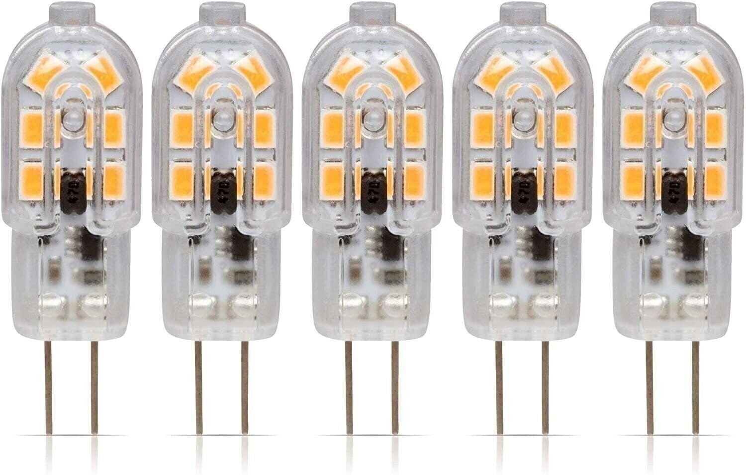 [5 Pack] LED G4 1.5W T4 20W Replacement JC Bi-Pin Base 12V 3