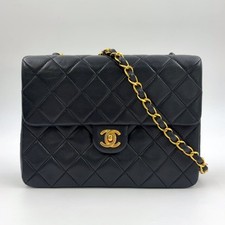 Chanel Lambskin Matelasse Chain Shoulder Bag Women Black One Size