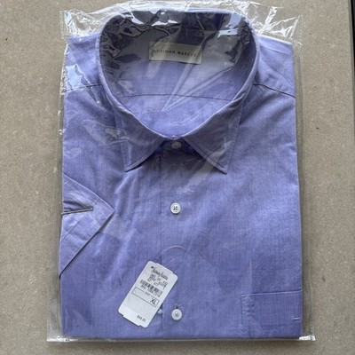Neiman Marcus XL Men s Collared Dress Shirt Blue Solid Pattern
