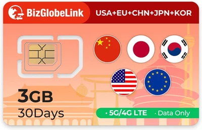 Carta SIM Da Viaggio Globale, 3 GB Di Dati per 30 Giorni, per 33 Paesi in Europa - Bild 1 von 4