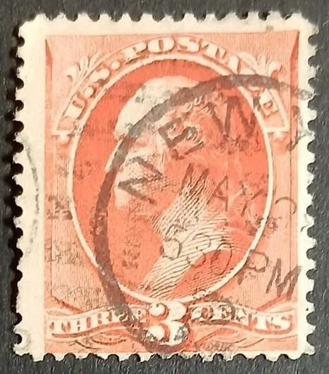 Great United States Stamp US Scott #214 – 1887 3 Cents Washington, vermilion - Image 2 of 3