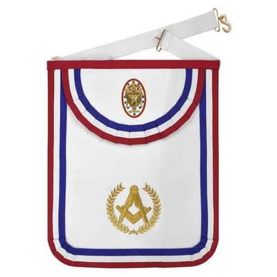 National Sojourners Masonic Apron   Gold Bullion Embroidered Square & Compass