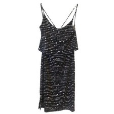 Banana Republic Black Pink Dotted Popover Midi Dress XL Sleeveless Strappy Back