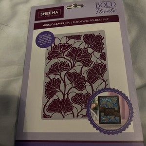 Sheena Crafts, Ginkgo Leaves, 5x7 embossing folder, New