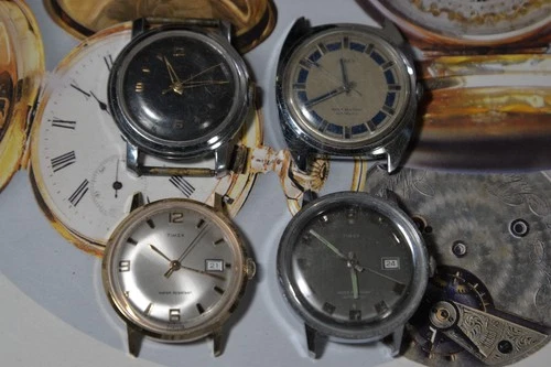 Four Vintage TIMEX Automatic/ Manual Wind Men's Watches--4 Repair /Parts