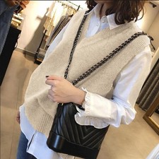 Lady Knitted Vest Tank Pullover Sweater Waistcoat Jacket Sleeveless V-neck Plain