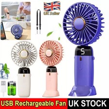 UK Mini Handheld Fan Portable Fold Desk Cooler Cooling USB Rechargeable 4000mAh