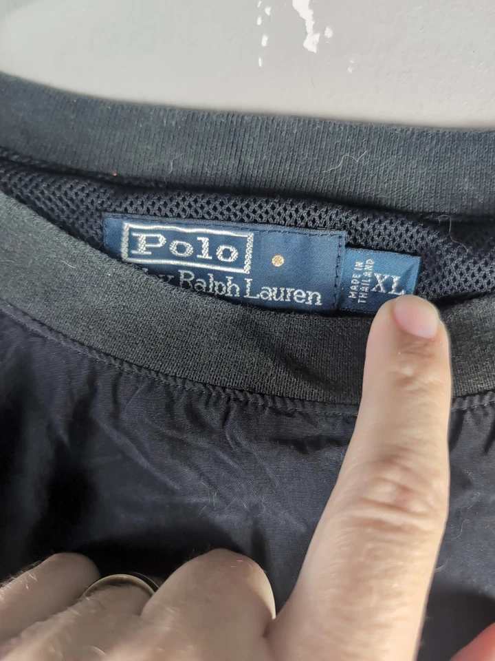 Polo Ralph Lauren Golf Hombres XL Pullover Vintage Años 90 Azul Marino Crew, Cresta del Club de Golf Foto 4 de 4