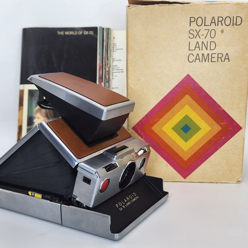 Vintage Polaroid SX-70 Land Camera Leather Folding Instant With Box UNTESTED USA - Picture 1 of 20