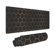 Large Gaming Mouse Pad for Desk, Black 31.5" x 11.8", Gold Honeycomb