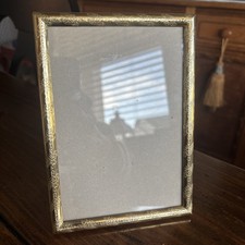 VTG MCM Gold Ornate Picture Photo Frame Velvet Back Stand Flowers Floral Etched