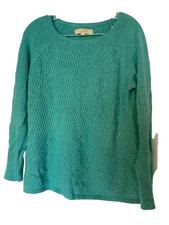 Ann Taylor Loft WOOL TURQUOISE SWEATER Size S/M Patterned