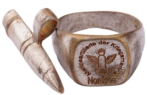 North Sea Coastal artillery armed forces Bullet Gun pendant Sailor's ring Navy