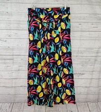 Tabitha Brown for Target Womens Wide Leg Pants Sz Large Black Pink Linen Blend