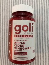 Goli Nutrition Zero Sugar Apple Cider Vinegar Sugar Free Gummies 60 Exp 08/2026