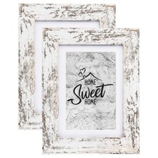 Rustic White 5x7 Picture Frame - Display Photos 4x6 with Mat or 5x7 Without M...