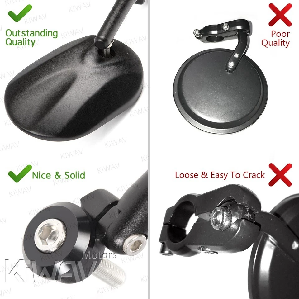 Espejo retrovisor de extremo de barra pagado de servicio estadounidense FUERTE CUADRADO negro ovalado perno M12 para BMW F 800 R HP4 Foto 3 de 4