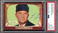 1955 Bowman Baseball Signed #283 Nestor Chylak Auto PSA DNA 3.5 9