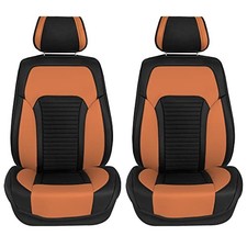 Front Set Faux Leather Car Seat Covers for Low Back Seat, Universal Fit, Brown