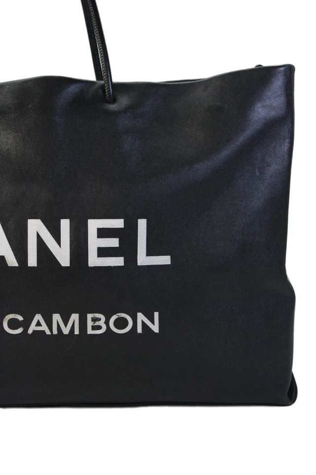 Chanel Mujer Cuero Cremallera Grande Esencial Bolso de Compras Bolso de Mano Negro Foto 2 de 4