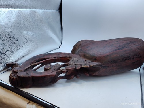 Large Hand Carved Wood Grain Scoop With Monkey 24" Long - Picture 12 of 17