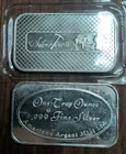 2-Bar Lot -1 oz Silver Bars .999 Fine - SilverTowne Eagle & American Argent Mint